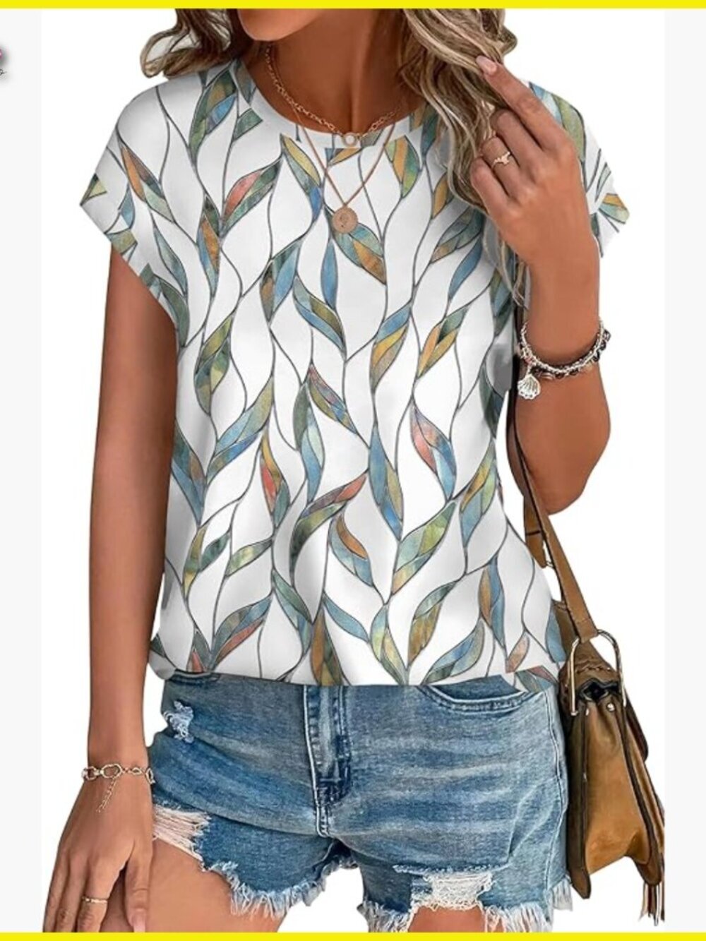 Cap Sleeve Tunic Top Curved Hem Casual Chic Blouse Dressy Loose Fit